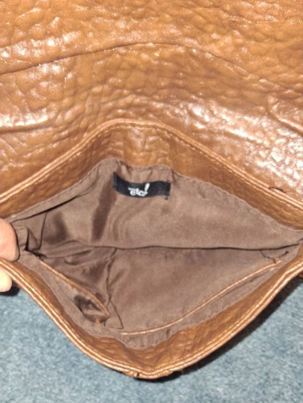 RUE 21 Brown Leather Envelope Crossbody Bag with Gold Chain